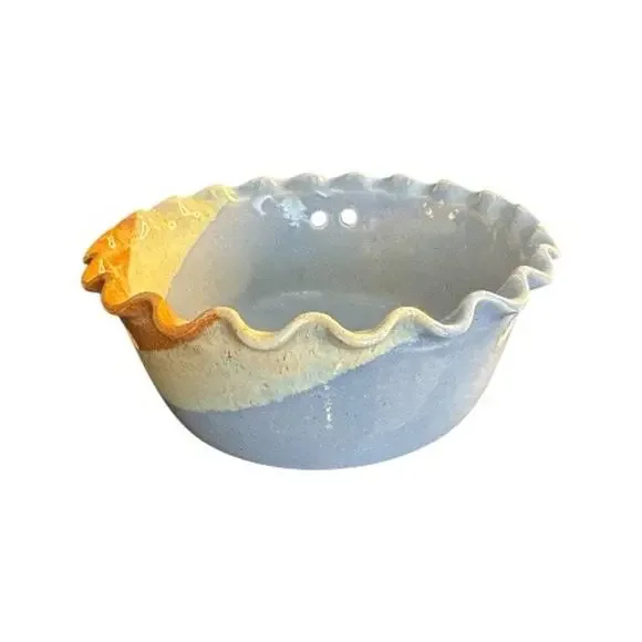 Handcrafted Clay Pen Pottery 9” Casserole Berry Pie Bowl - Picture 3 of 10